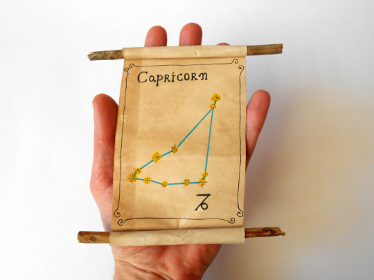 Capricorn Zodiac astrology star sign- handmade paper scroll gift