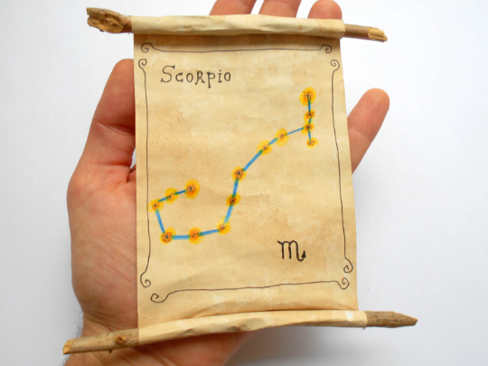 Scorpio Zodiac astrology star sign- handmade paper scroll gift