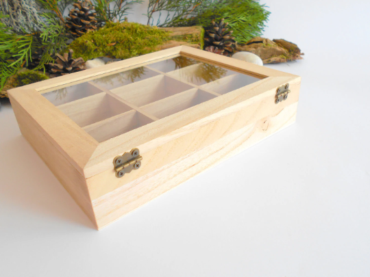 Wooden display box- 9 compartment