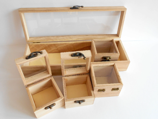 Wooden display boxes-set of 5