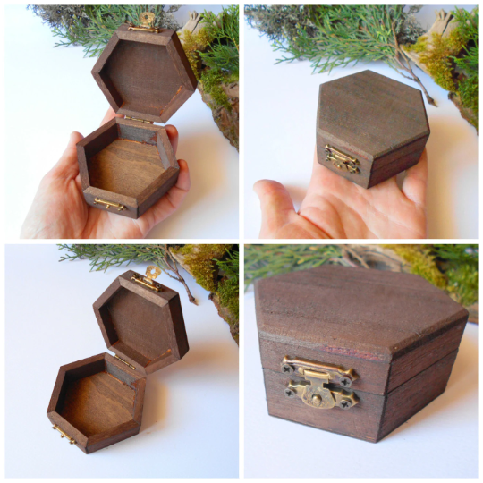 Hexagon Wooden ring box