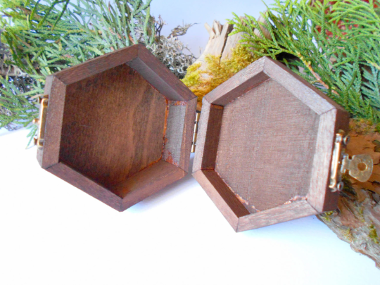 Hexagon Wooden ring box