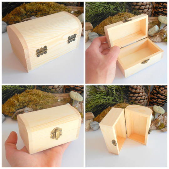 Unfinished wooden chest box- 4.7&#39;&#39; x 2.2&#39;&#39;
