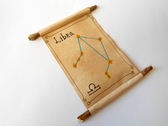Libra Zodiac astrology star sign- handmade paper scroll gift
