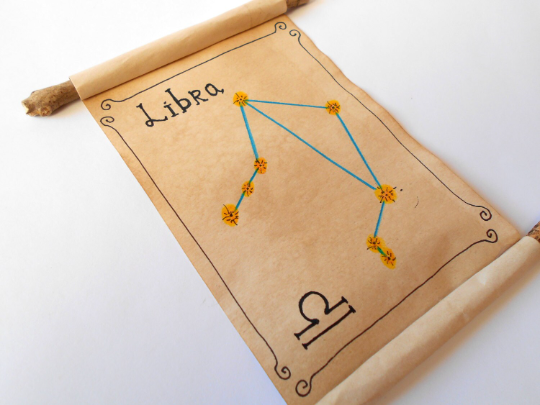 Libra Zodiac astrology star sign- handmade paper scroll gift
