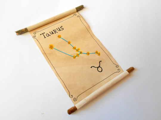 Taurus Zodiac astrology star sign- handmade paper scroll gift