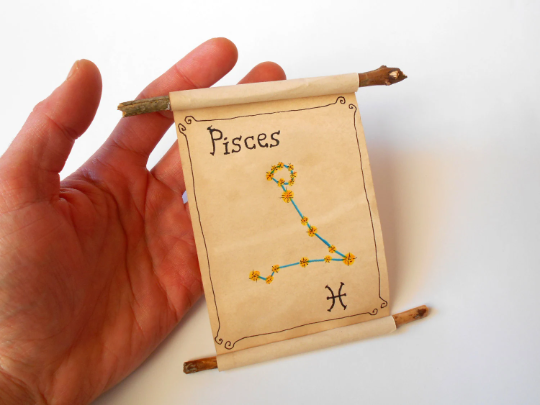 Pisces Zodiac astrology star sign- handmade paper scroll gift