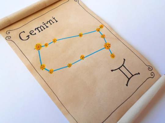 Gemini Zodiac astrology star sign- handmade paper scroll gift