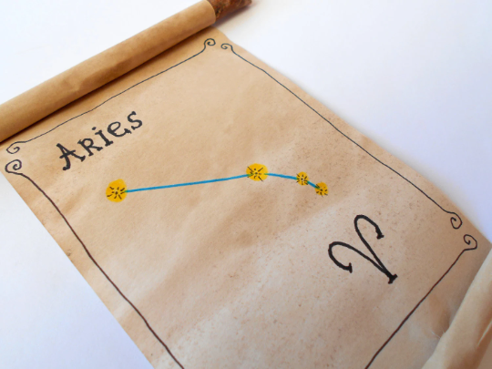 Aries Zodiac astrology star sign- handmade paper scroll gift