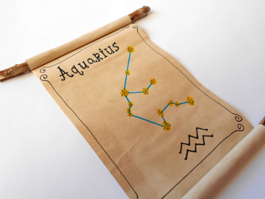 Aquarius Zodiac astrology star sign- handmade paper scroll gift