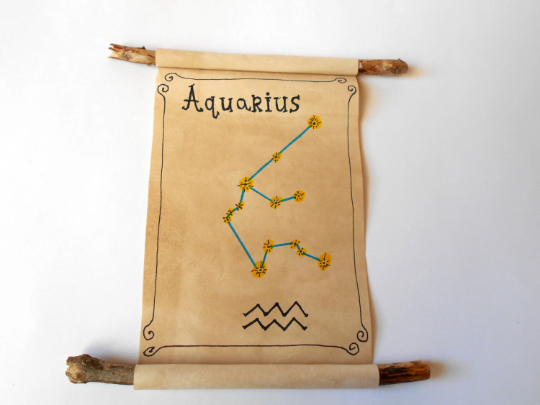 Aquarius Zodiac astrology star sign- handmade paper scroll gift