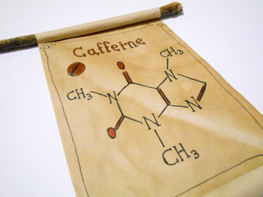 Caffeine Molecule Formula art scroll- art gift Science Chemistry Teacher, Scientist Gifts