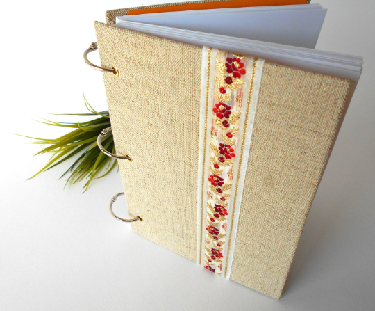 Refillable Travel Journal with 100% recycled pages- ring binding- costomize it