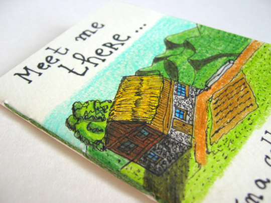 Cottage art notebook- hand-drawn cover- 60 pages