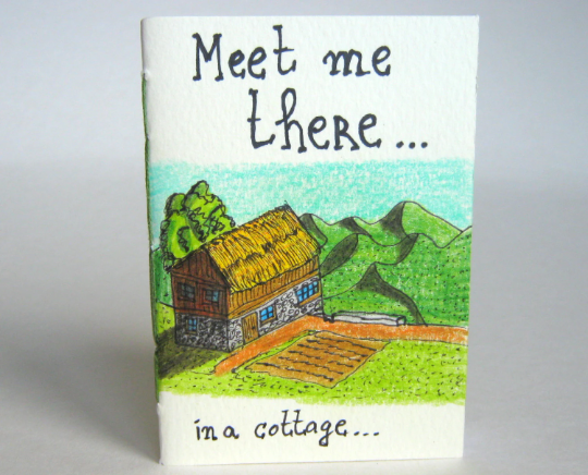 Cottage art notebook- hand-drawn cover- 60 pages