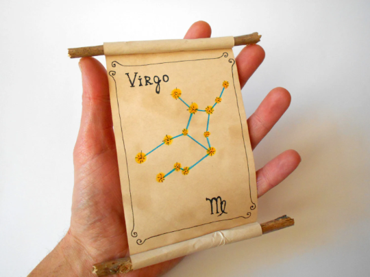 Virgo Zodiac astrology star sign- handmade paper scroll gift