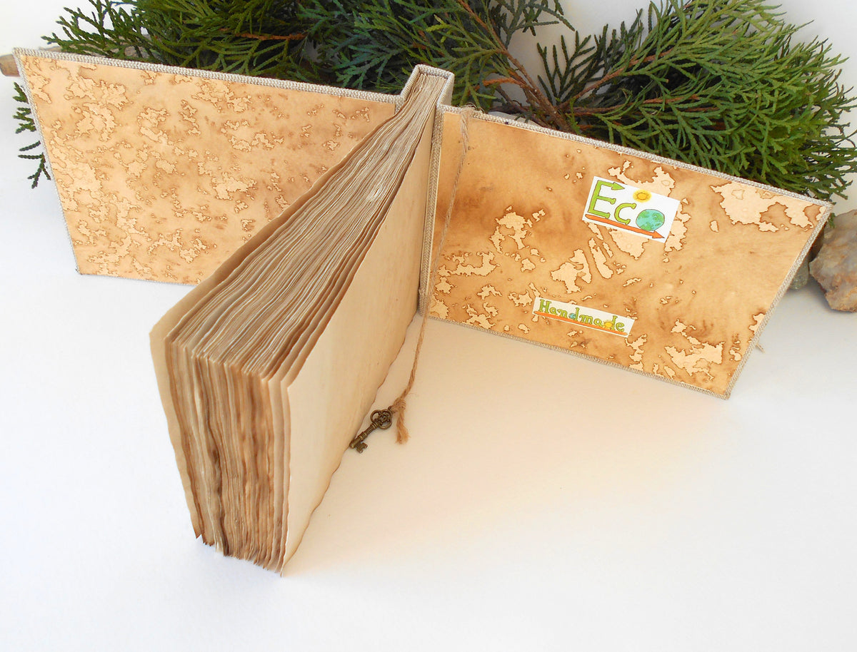 Refillable fabric sketchbook- coffee 100% recycled pages