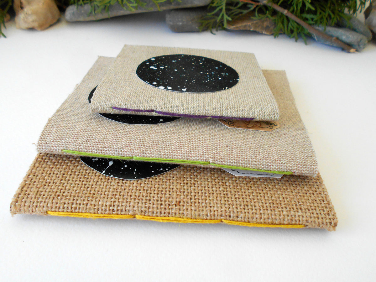 Star Sky Art notebooks set of 3- Hemp cord binding- 100% recycled pages