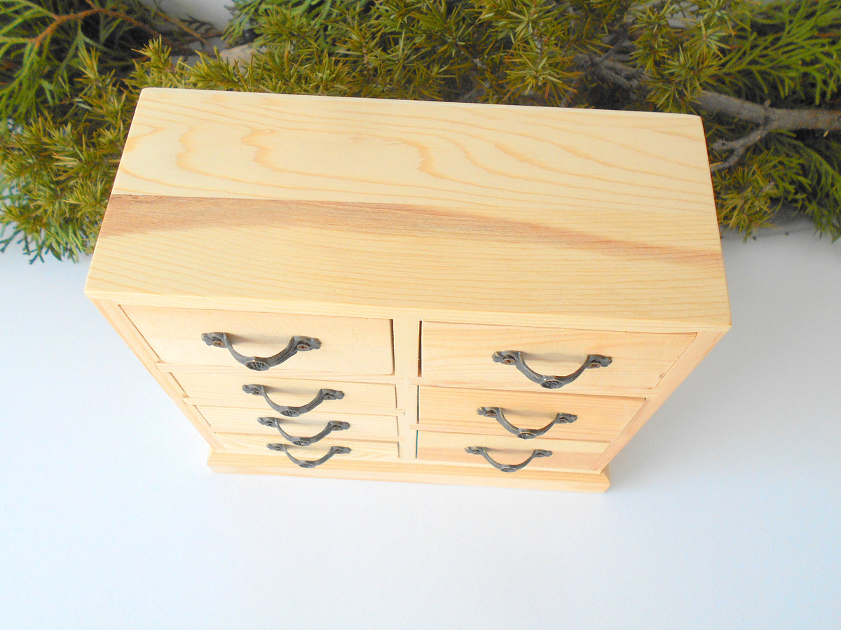 Unfinished wooden drawers box- 7 drawers- Apothecary Cabinet
