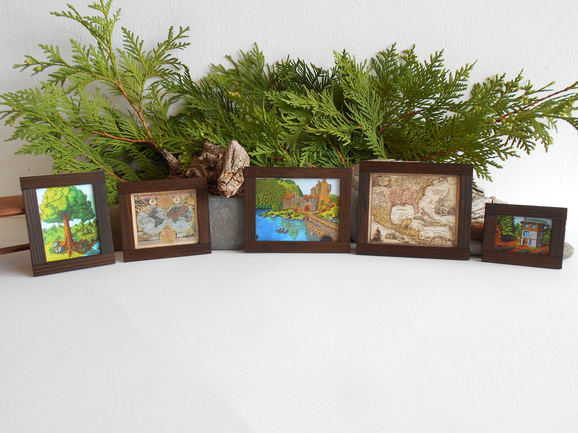 Handmade miniature dollhouse furniture wooden framed painting arts accessories for a dollhouse collectors from ExiArts eco-friendly company from Bulgaria.