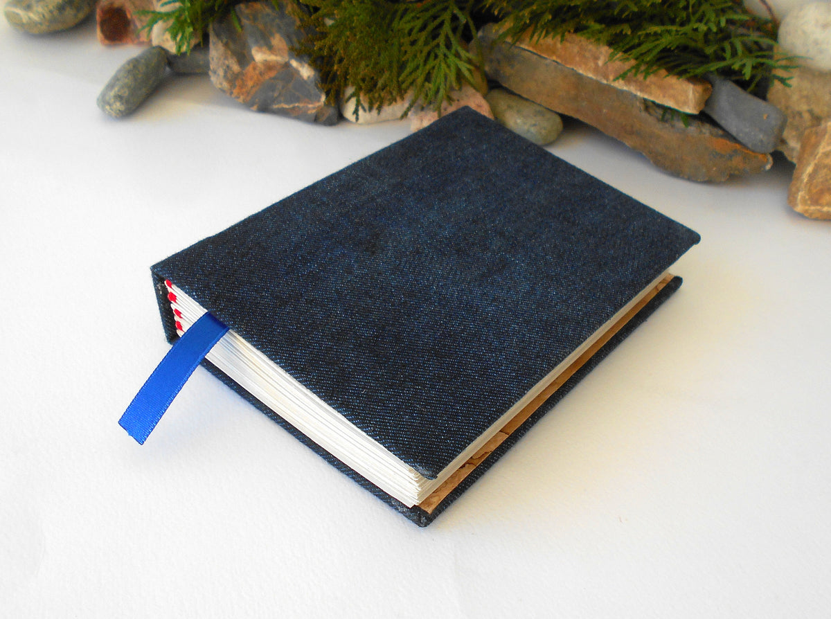 Jeans fabric journal with 100% recycled pages- Small or Large sketchbook journal- rustic blank book with eco-friendly denim jeans fabric