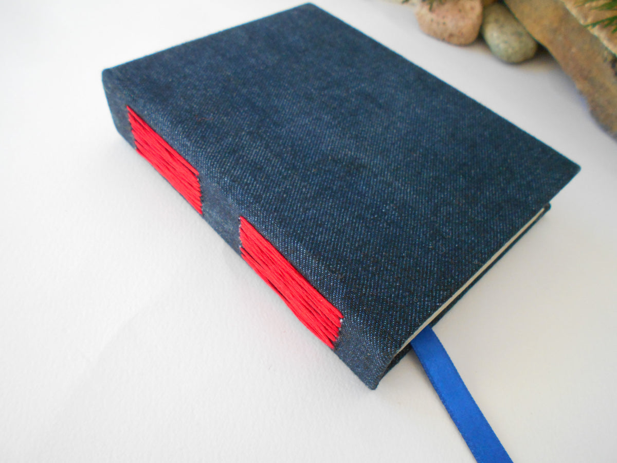 Jeans fabric journal with 100% recycled pages- Small or Large sketchbook journal- rustic blank book with eco-friendly denim jeans fabric