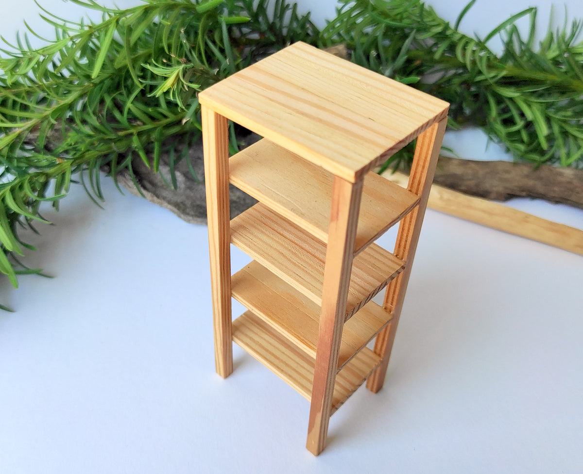 Miniature shelf wooden furniture- mini rack- miniature rack, mini shelving in 1/12 scale- dollhouse accessories