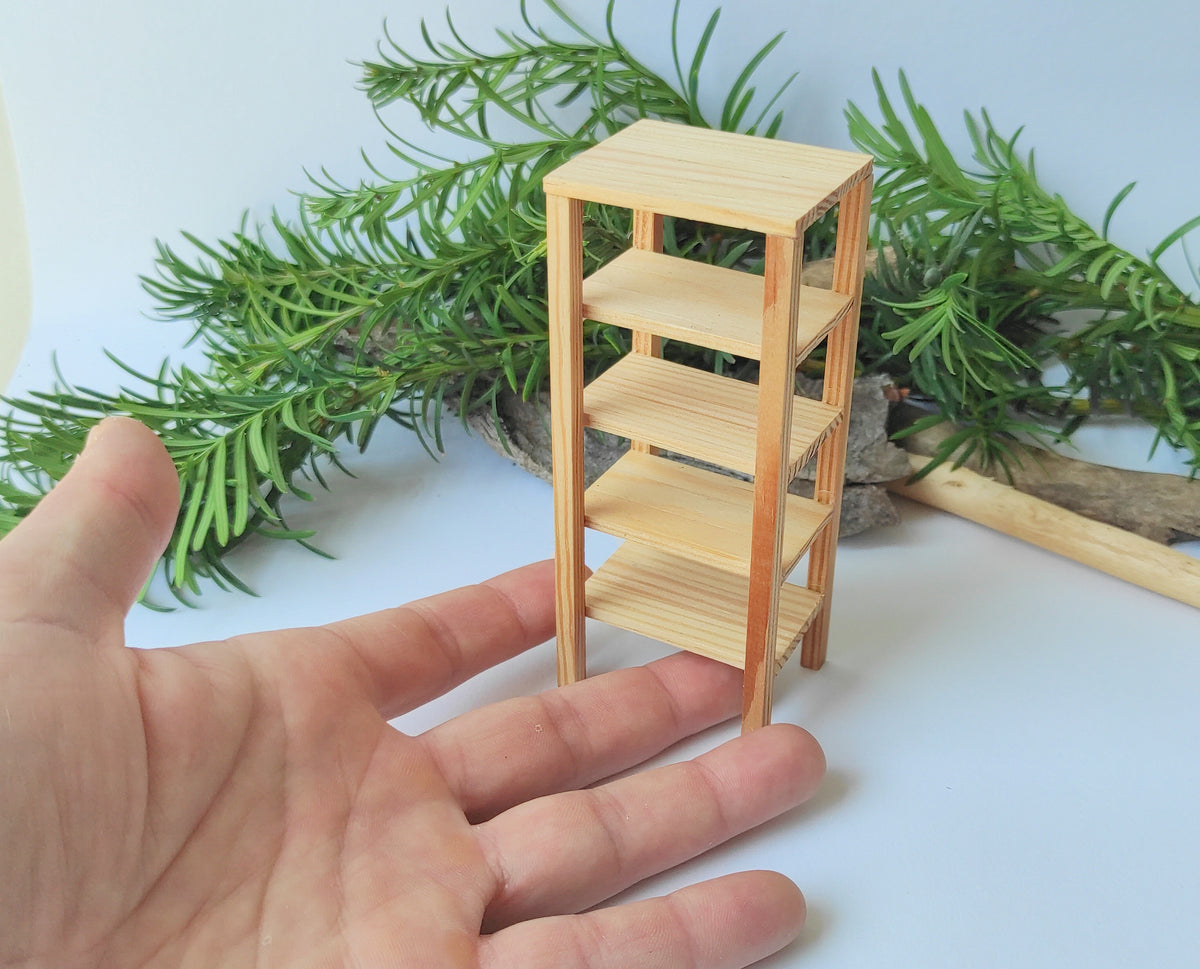Miniature shelf wooden furniture- mini rack- miniature rack, mini shelving in 1/12 scale- dollhouse accessories