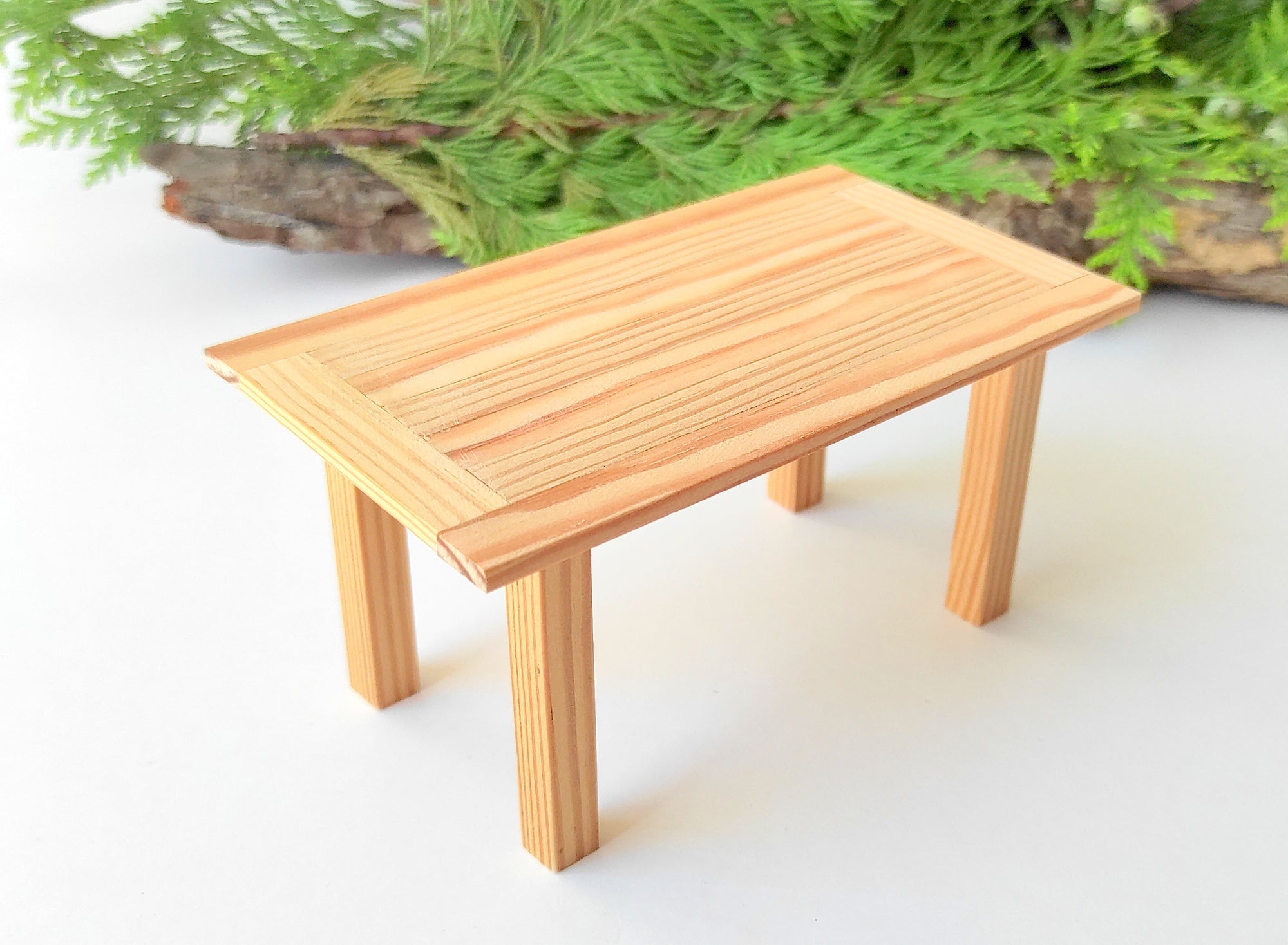 Miniature wooden dining/kitchen table- rustic table of real pine wood- dollhouse furniture fairy desk table- 1/12th scale dollhouse- fairy garden decor