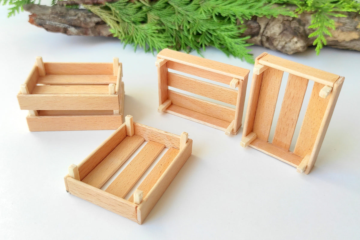 Miniature wooden crates- 5 set