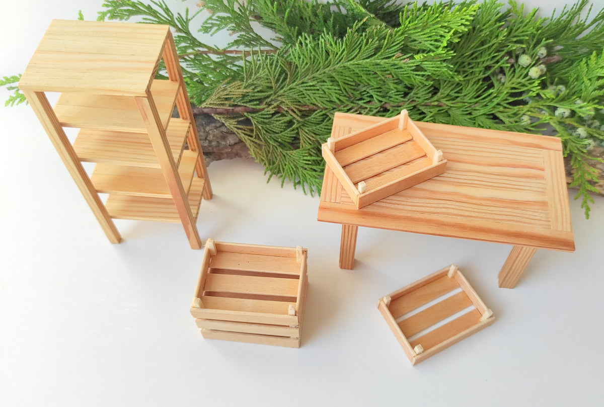 Miniature wooden crates- 5 set