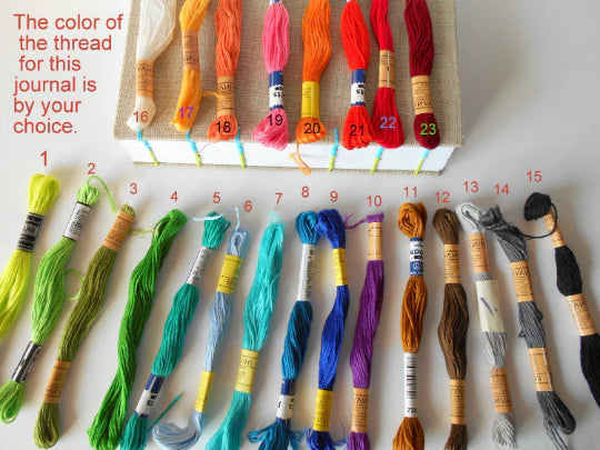 otton threads in 25 different colors for you to personalize your journal binding