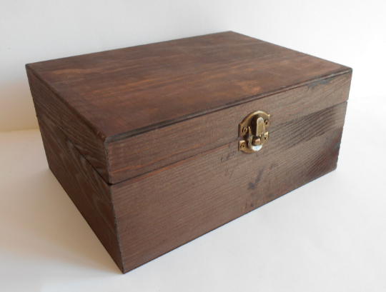 Wooden box chest- large rectangular container box- unfinished wooden box with bronze colored hinges- pine wood box- wooden chest- craft box