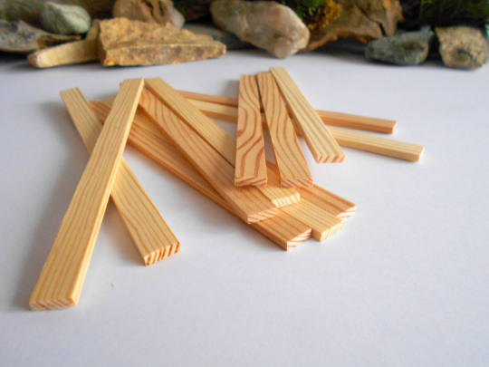 Miniature lumber boards- 3x10 mm- 12psc.- 6 inch long - 1/12th scale pine woodworking supplies- miniature wooden planks- dollhouse materials