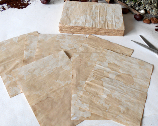 A3 Paper sheets coffee dyed- Set of 10, 25, 40, 50, 75, or 100- blank coffee sheets colored with home made coffee- old looking paper- 100% recycled- 80 gsm.- 54 lbs.- 5.8'' x 8.3'' ( 15 x 21 cm. )