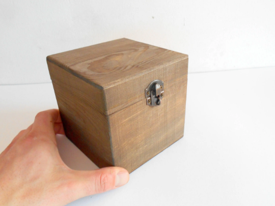 Wooden box chest- deep rectangular container box- pine wooden box with bronze colored hinges- square box craft- wooden chest- jewelry keepsake