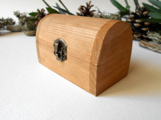 Rustic Wooden box- small brown chest box- unfinished wooden box with b -  Exiarts & Ecocrafts