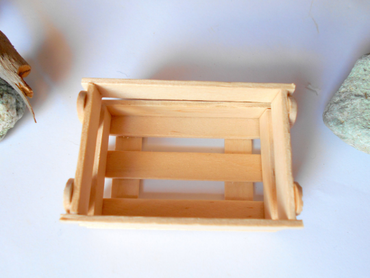 Dollhouse wooden crate- Plain wood -miniature crate accesories- 1/12 scale mini wooden vintage crate- dollhouse basket box- mini garden box