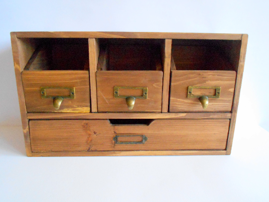 Wooden drawers tea box with 4 drawers- Jewelry Chest of drawers- Apoth -  Exiarts & Ecocrafts