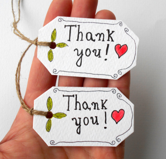 Thank you gift tags- Choose a set number- card stock tags for