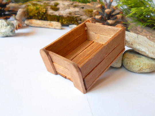 Miniature wooden crate- Plain wood -Dollhouse accessories- 1/12