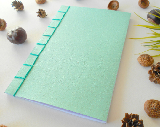 Handmade travelers notebook- Turquoise soft covers- Japanese binding and 100% recycled blank pages by ExiArts- gift for him/her notebook- eco-friendly gift