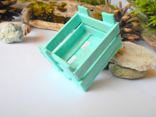 Miniature wooden crate- Plain wood -Dollhouse accessories- 1/12 scale mini  wooden vintage crate- dollhouse basket box- miniature garden box