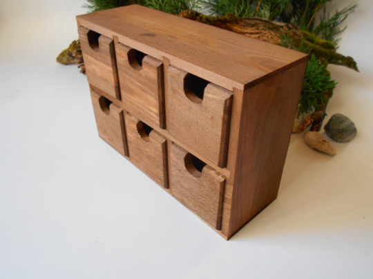 Wooden drawers box with 6 drawers- Chest of drawers- Apothecary Cabine -  Exiarts & Ecocrafts