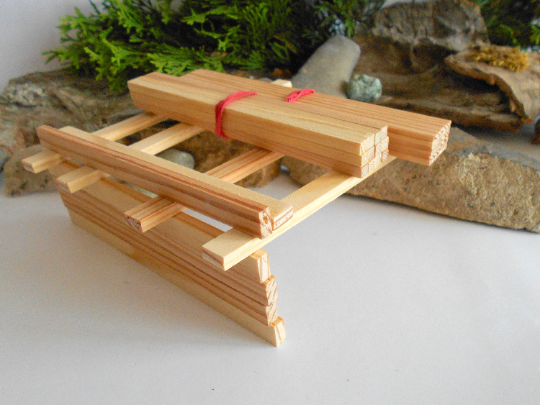 Miniature lumber beams- 5x10 mm- 12 psc.- 6 inch long - 1/12 pine woodworking supplies- miniature wooden beams- dollhouse materials