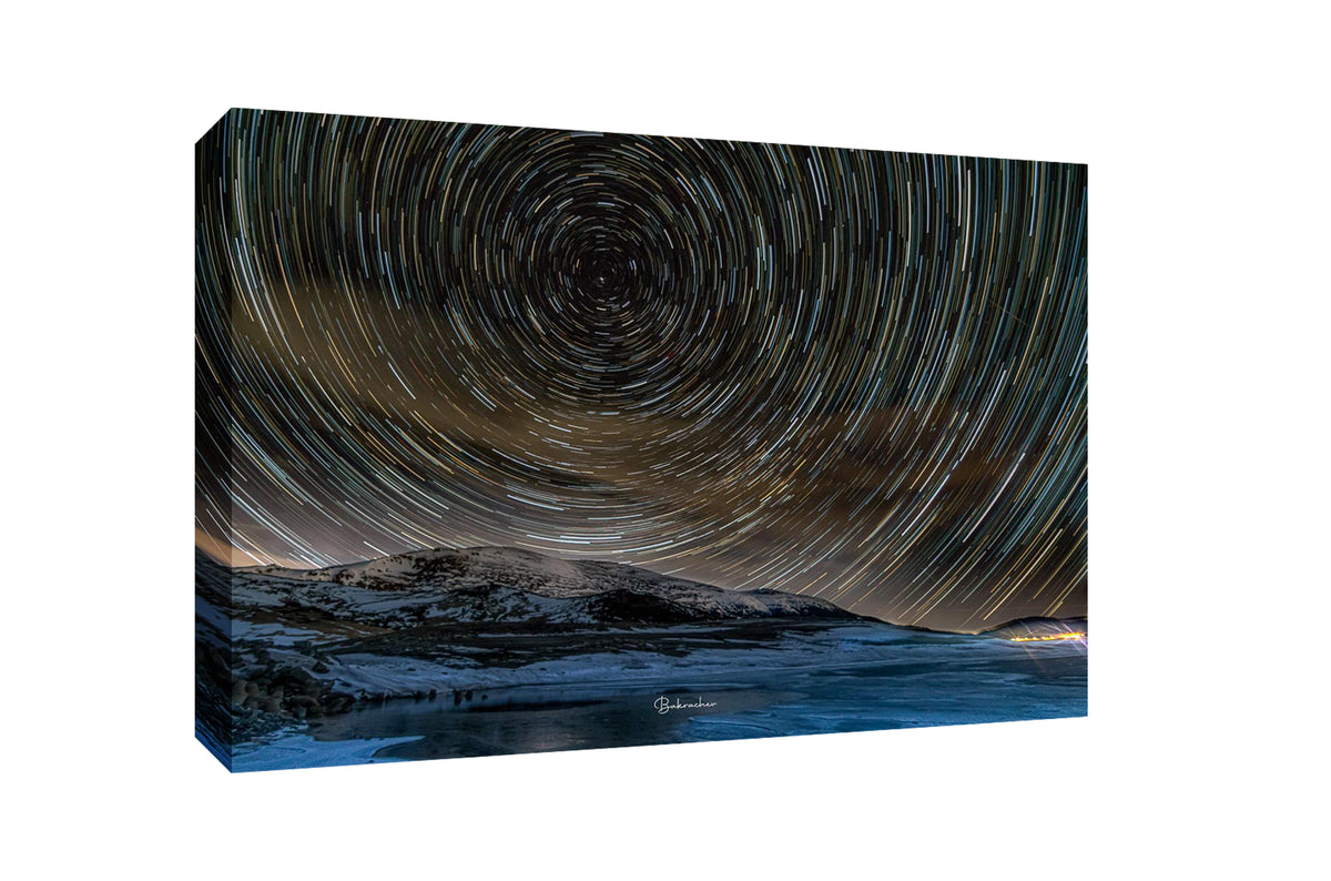 Mountain Canvas print- Nature Photography wall art- Star sky Belmeken Dam photo wall decor- Bulgarian landscape