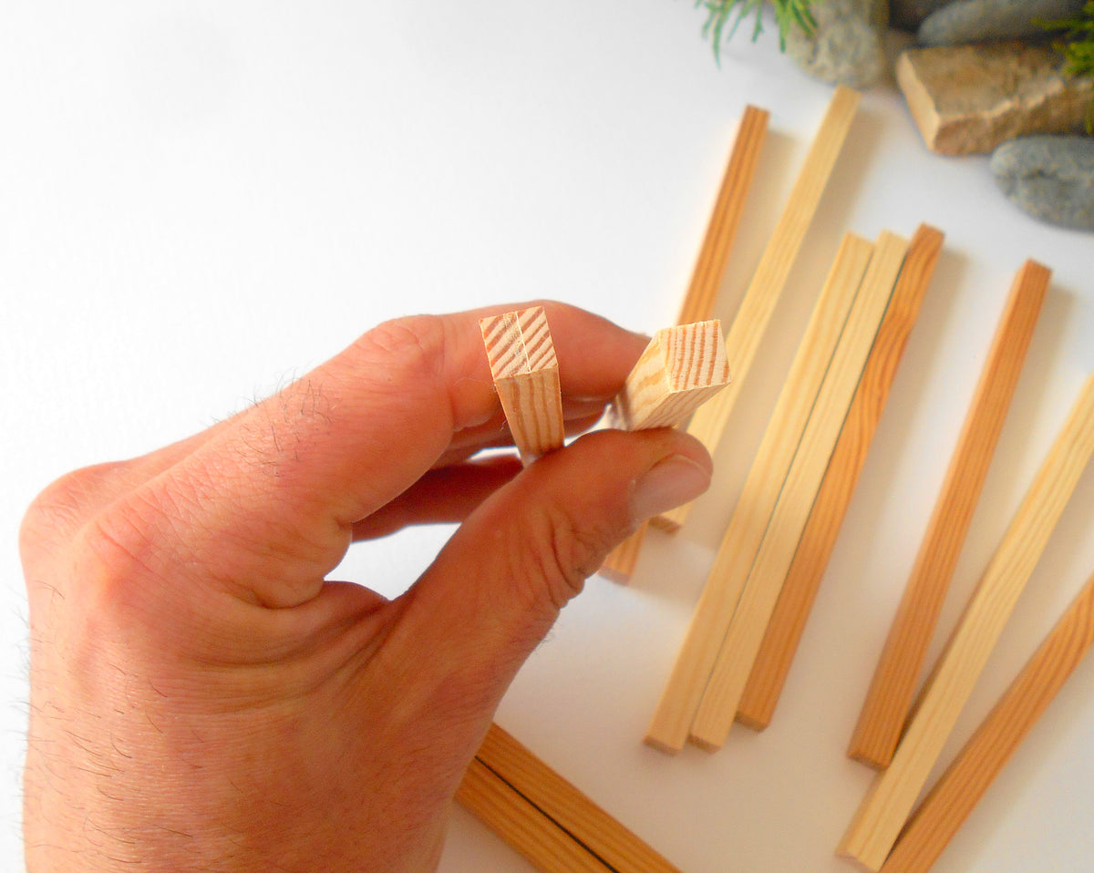 Mini wooden materials- Miniature lumber beams- 10x10 mm- 12 psc.- 6 inch long - 1/12 pine mini supplies- miniature timber beams- dollhouse materials