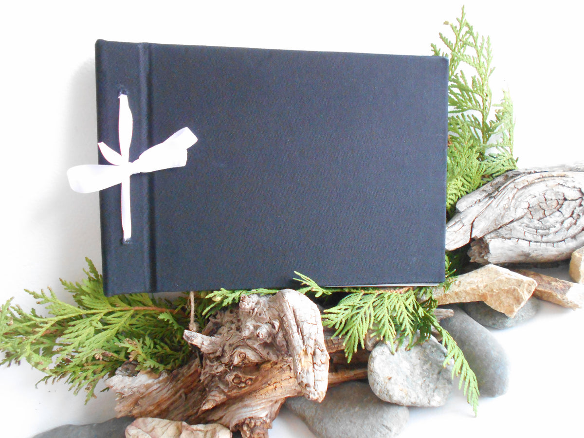 Handmade black fabric sketchbook journal- Choose from 100 to 200 pages- hardcovers- personalized ecofriendly blank sketchbook- 100% recycled sheets