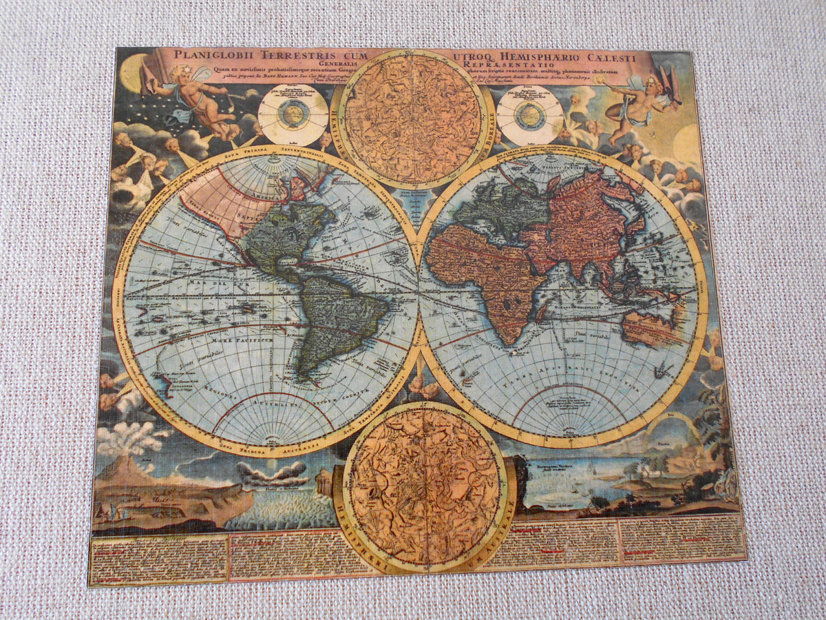 World map travel sketchbook- Antique map sketchbook- hardcovers and 100% recycled pages- custom burlap journal- eco-friendly gift