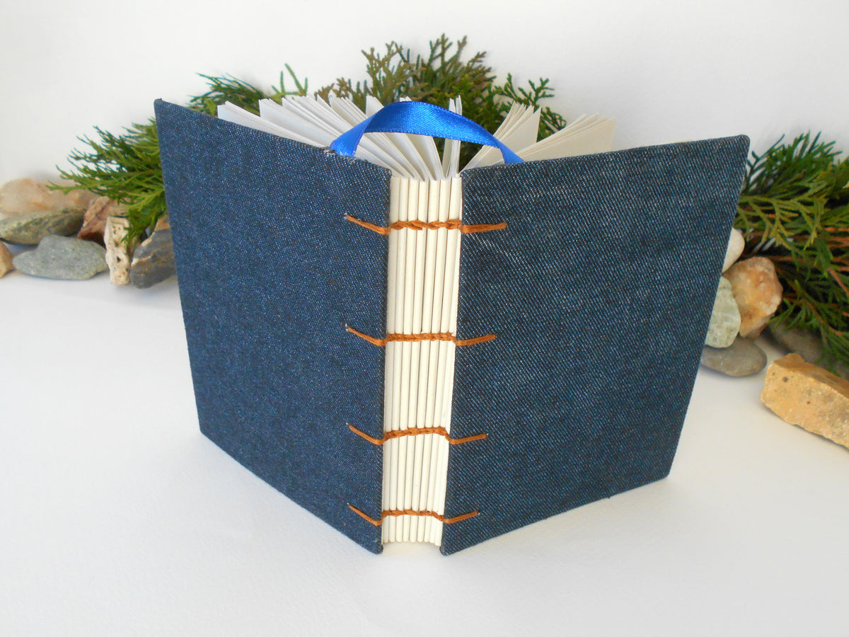 Handmade jeans fabric journal- hardcovers coptic book- 100% recycled pages- 80gsm.- ecofriendly gift for writers and teachers
